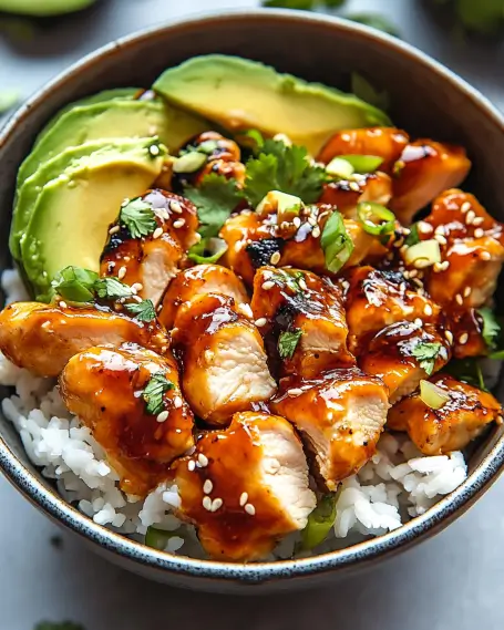 Spicy Honey Ginger Chicken Bowls with Yum Yum Sauce delight!