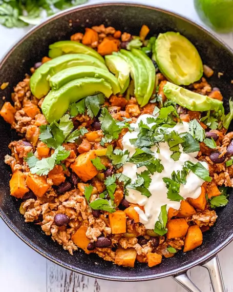 Sweet Potato Turkey Taco Skillet is a family favorite!