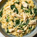 Creamy Boursin Orzo with Spinach and Tomatoes