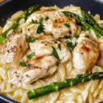 Creamy Parmesan Orzo with Chicken and Asparagus