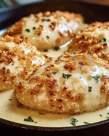 Parmesan Crusted Chicken with Garlic Sauce