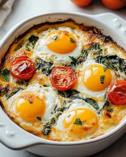 Baked Feta Eggs with Spinach and Tomatoes delightfully easy to make!