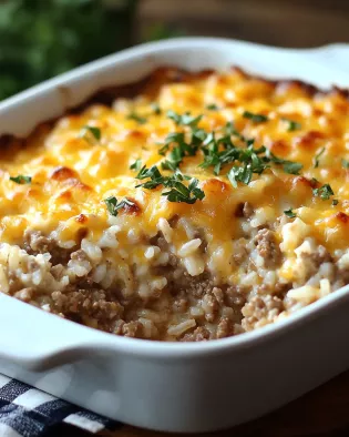 Cheesy Ranch Beef and Rice Casserole is a family favorite.