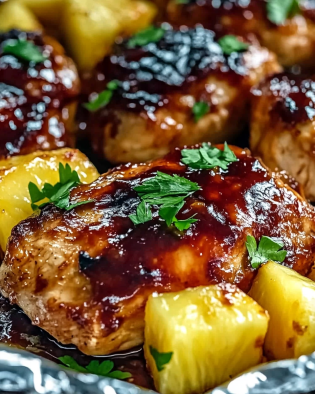 Hawaiian BBQ Chicken Pineapple Foil Packets are delicious!