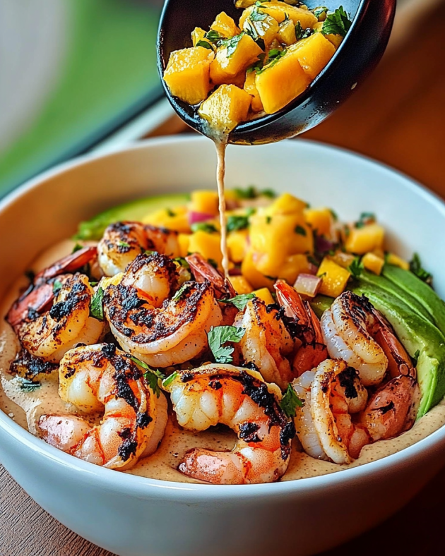 “Shrimp and Avocado Bowls with Mango Salsa Delight!”