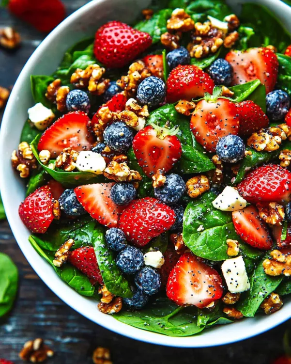 Strawberry Spinach Salad with Poppy Seed Dressing delights!