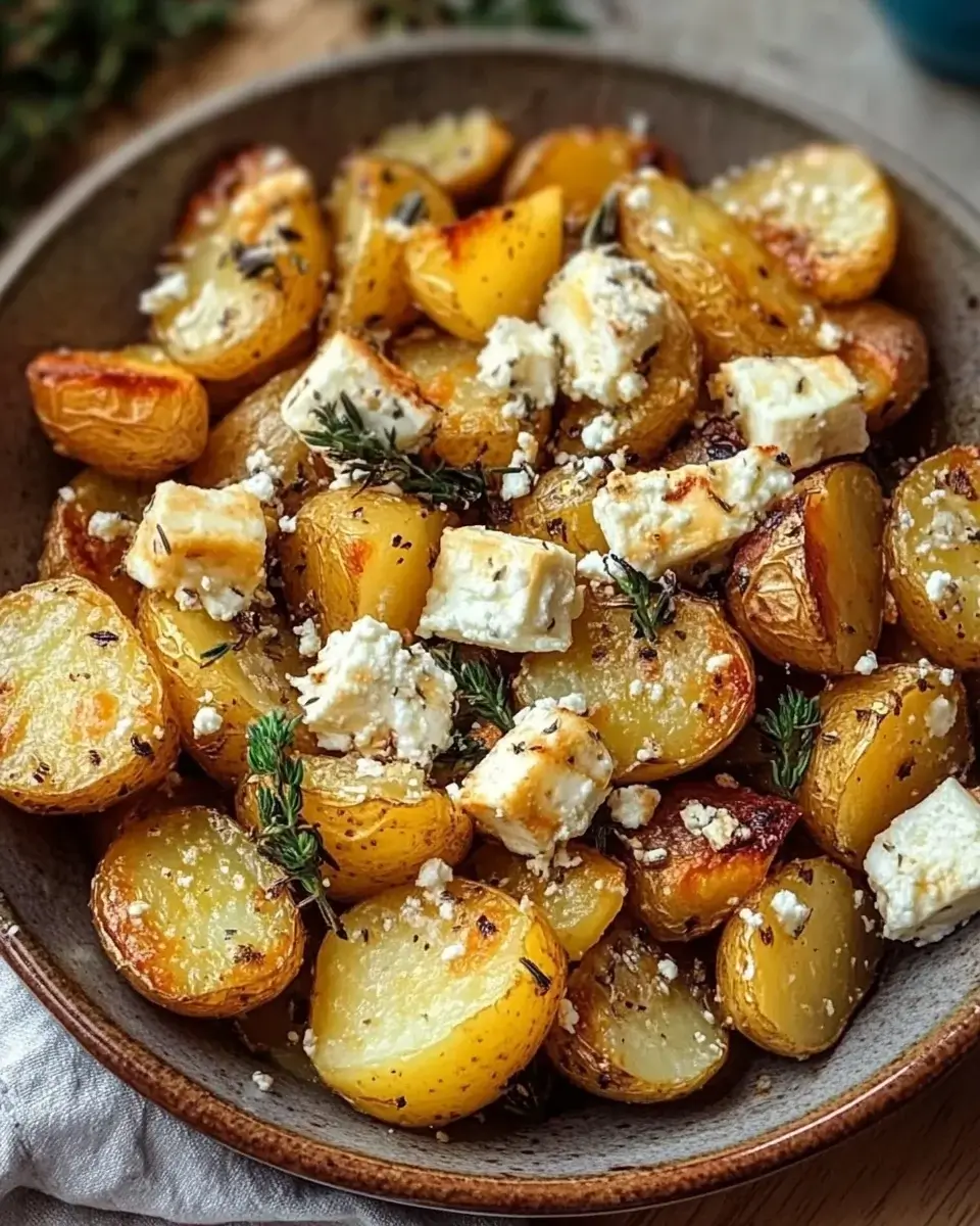 Roasted Potatoes with Baked Feta and Garlic delight!