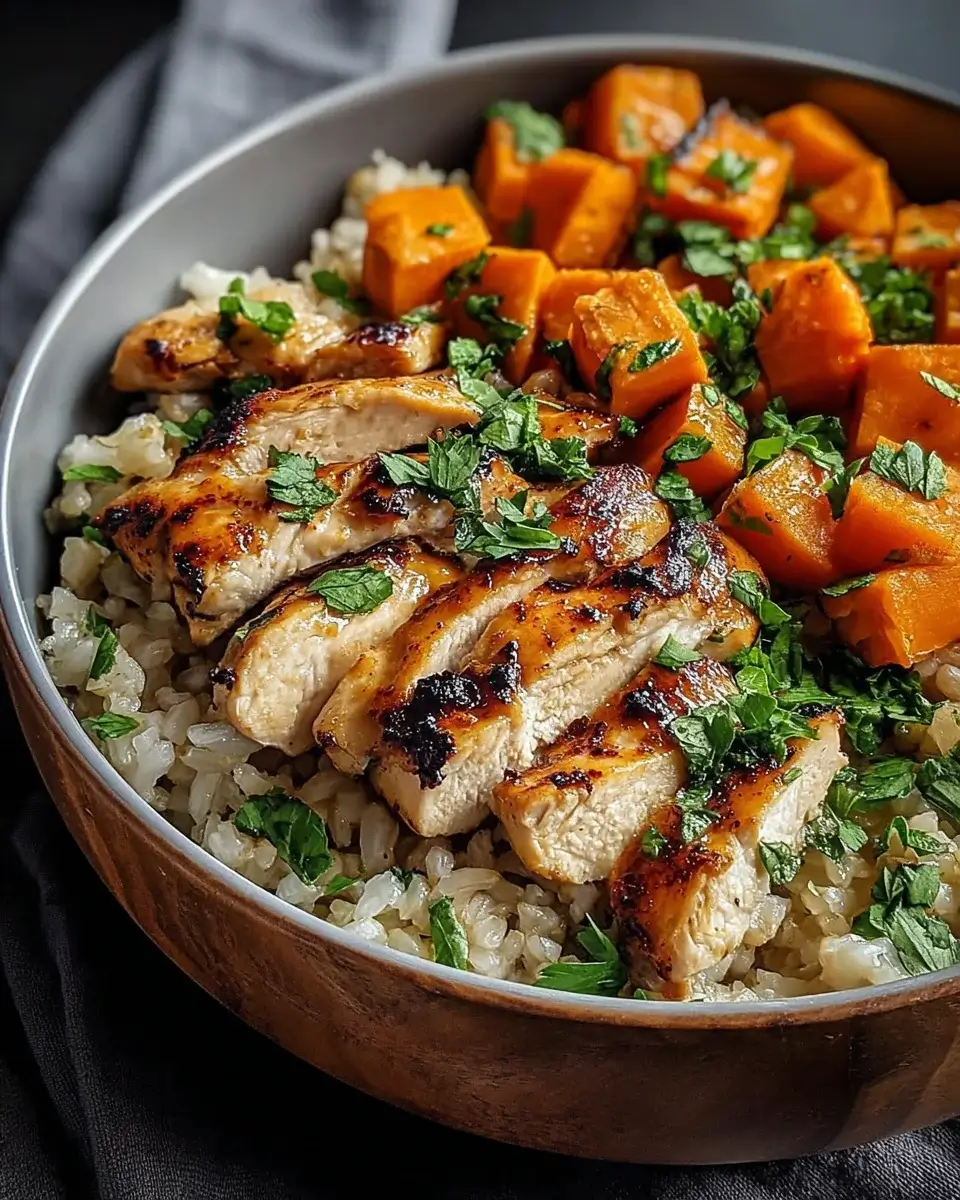 Savory Chicken and Sweet Potato Rice Bowl Recipe Delight!
