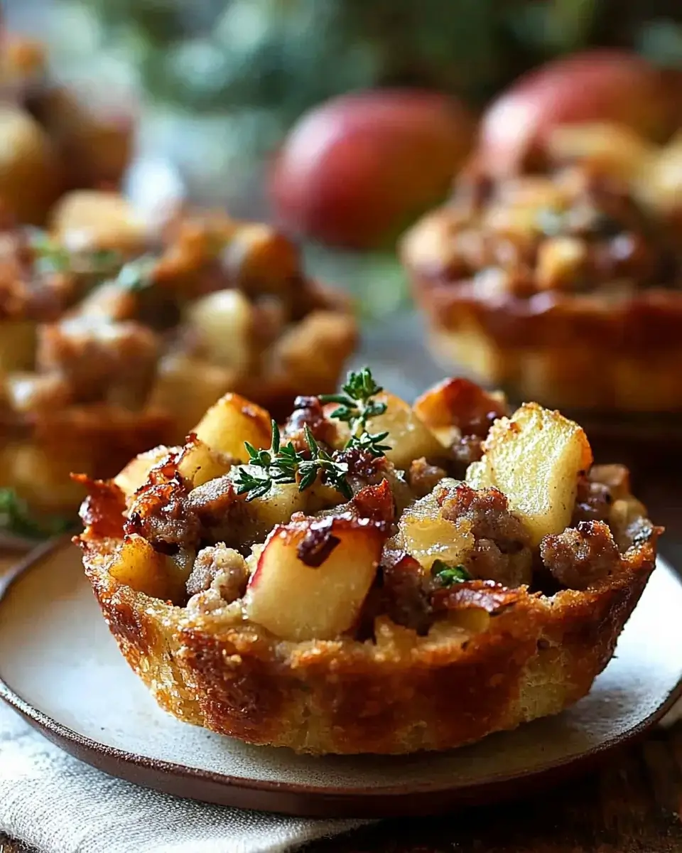 Savory Apple and Sausage Stuffing Cups: Delight Your Guests!