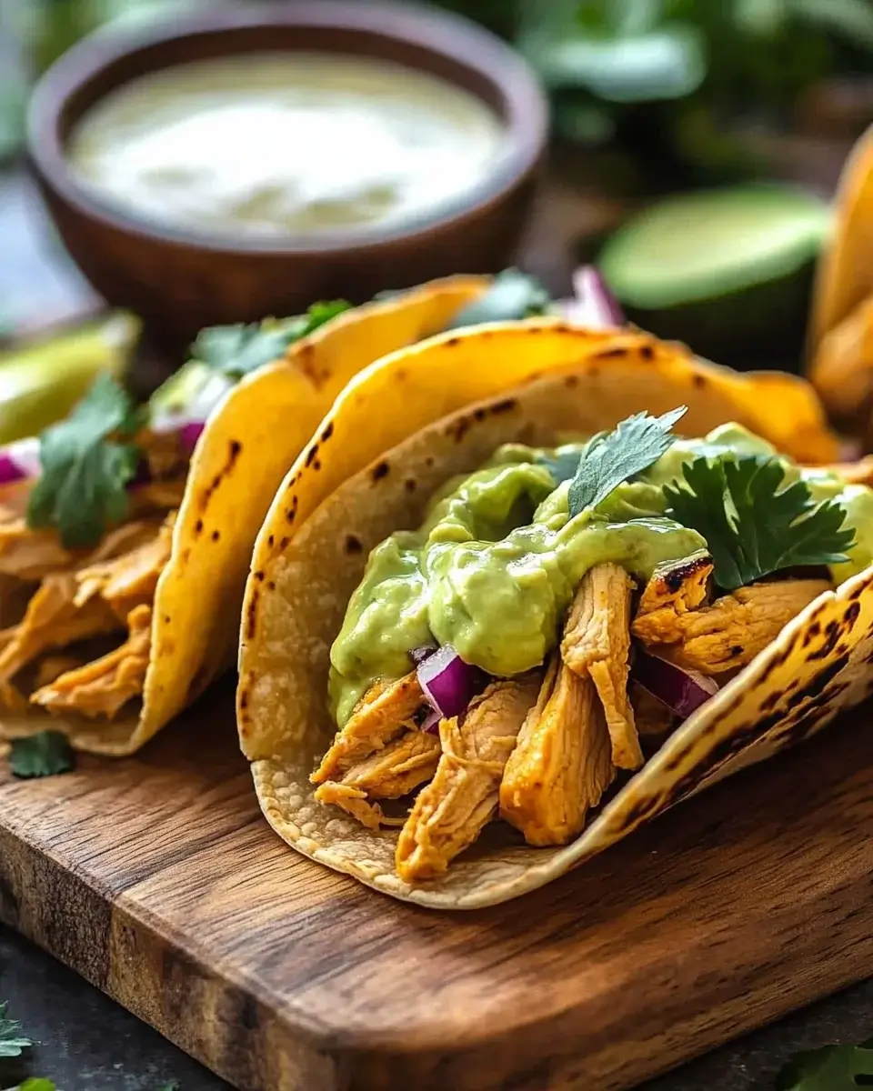 Chicken Tacos with Creamy Avocado Sauce are irresistible!