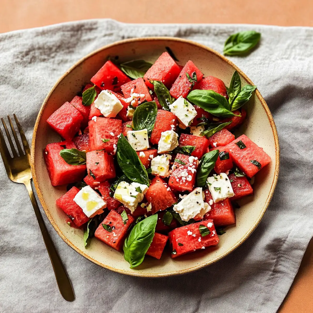 Watermelon Feta Basil Salad