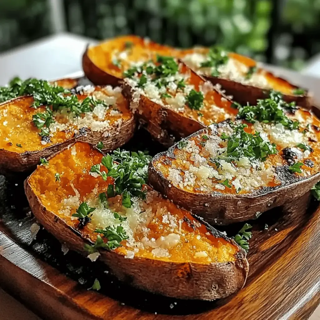 Garlic Parmesan Sweet Potato Wedges
