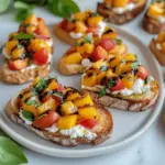 Quick Peach Bruschetta with Whipped Ricotta