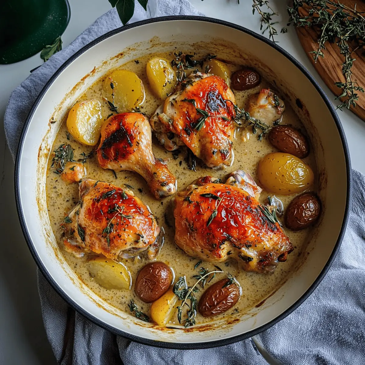 Herb Roasted Chicken in Creamy White Wine Sauce