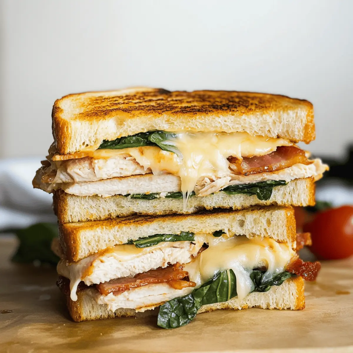 Turkey Melt with Cheddar, Spinach, and Bacon