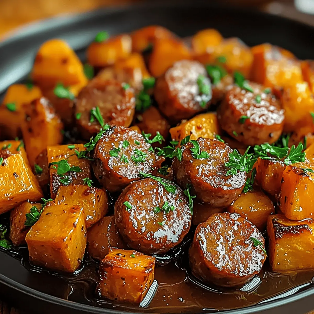 Sausage and Sweet Potatoes with Honey Garlic Sauce Delight