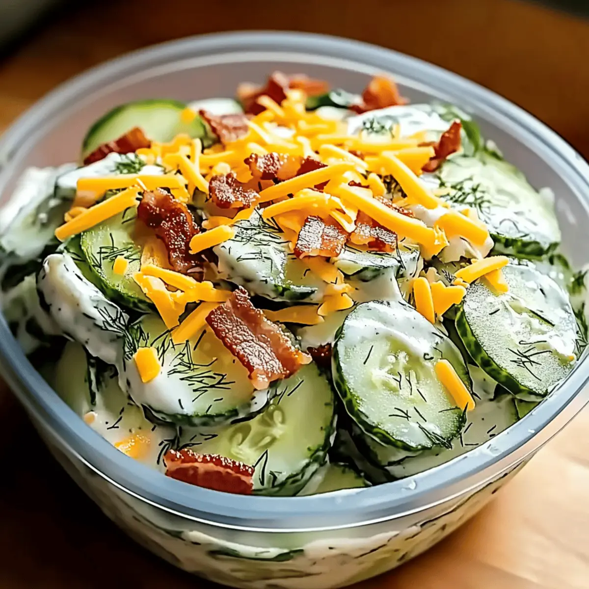 Creamy Cucumber Salad with Bacon and Cheese for Effortless Summer Fun