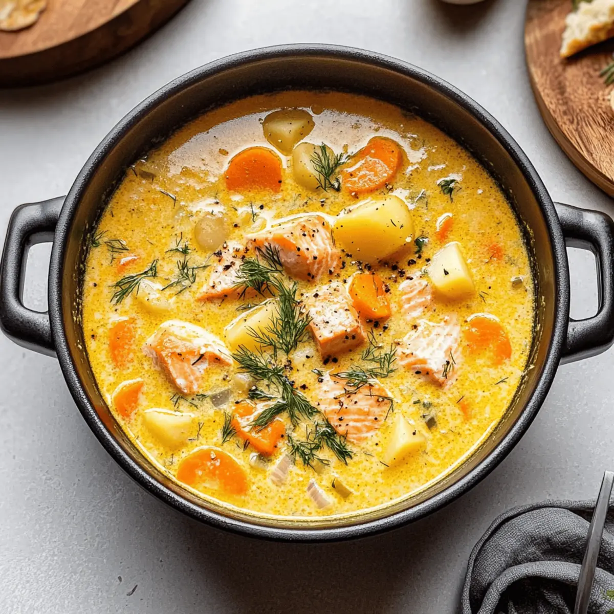 Creamy Finnish Salmon Soup with Dill & Crème Fraîche Bliss