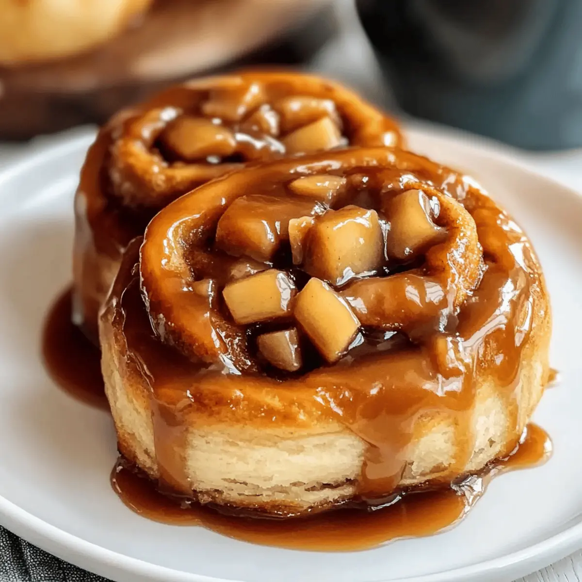 Caramel Apple Cinnamon Rolls with Caramel Glaze Bliss
