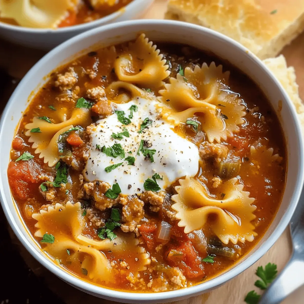 Cozy Lasagna Soup with Bow Tie Pasta for the Soul