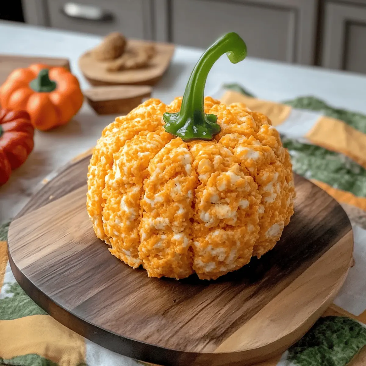 Delightful Pumpkin-Shaped Cheese Ball for Fall Gatherings