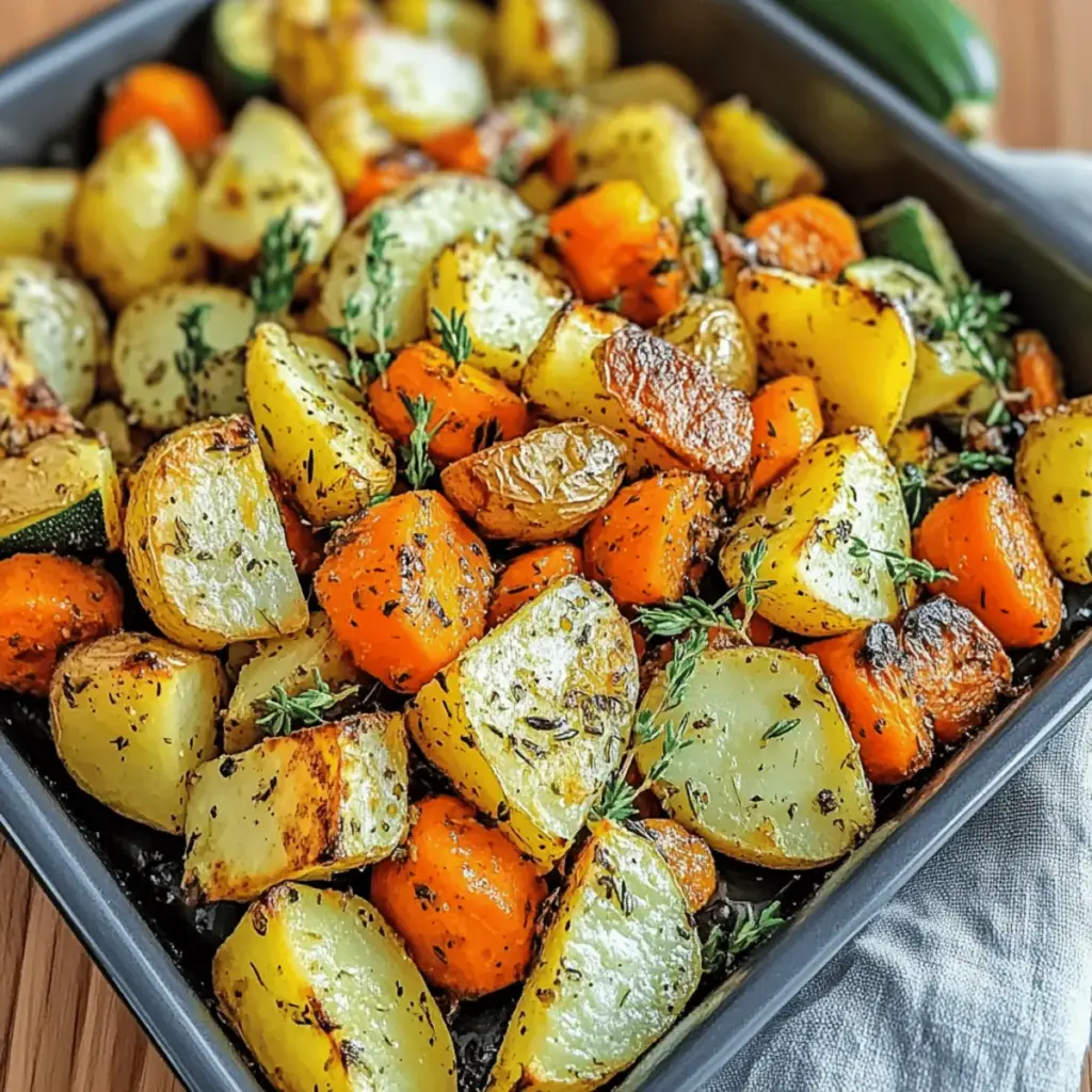 Garlic Herb Roasted Potatoes Carrots and Zucchini