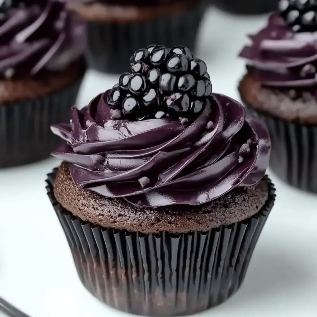Decadent Dark Chocolate Blackberry Cupcakes