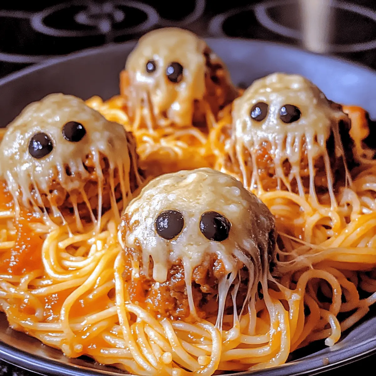 Delightful Spooky Spaghetti and Cheese Stuffed Meatballs