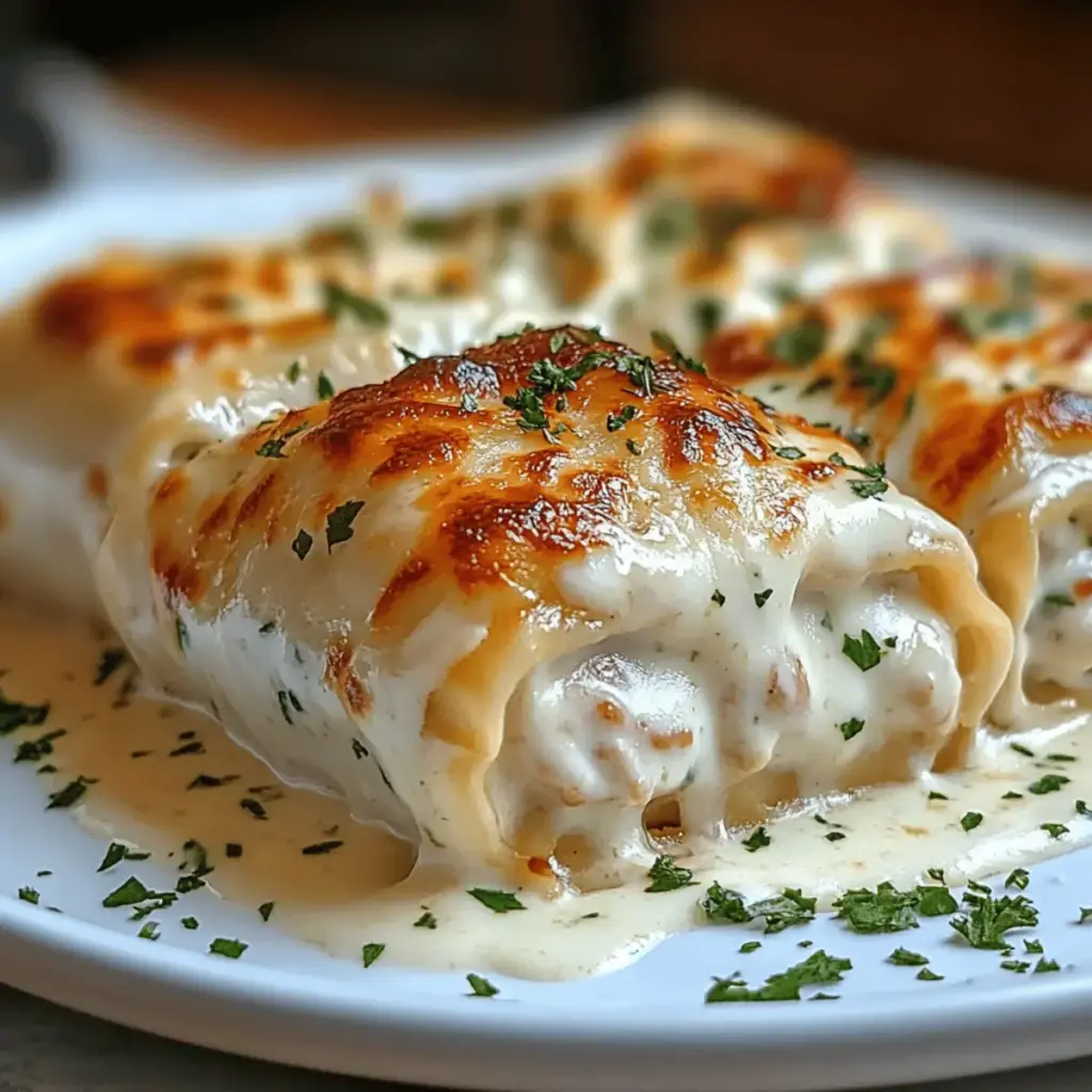 Chicken Alfredo Lasagna Rolls