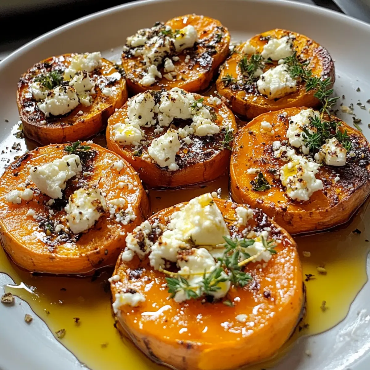 Roasted Sweet Potato Rounds with Honey & Feta