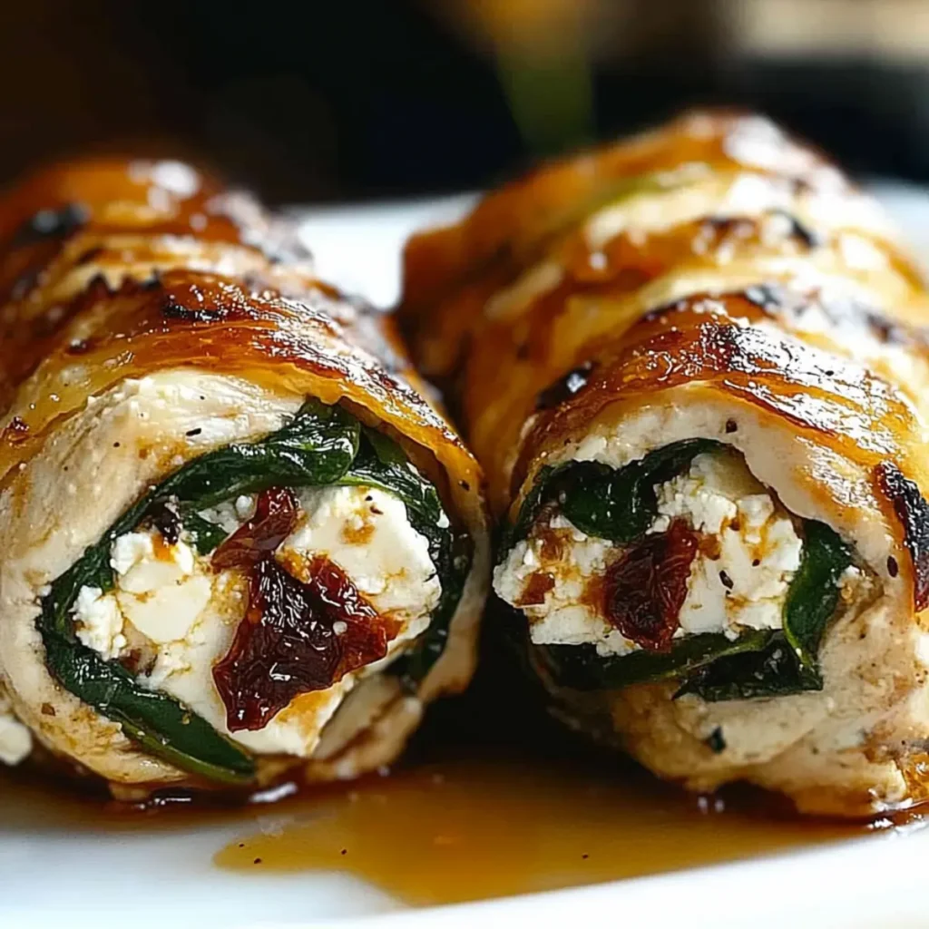 Rolled Up Chicken with Feta, Spinach, and Sun-Dried Tomatoes