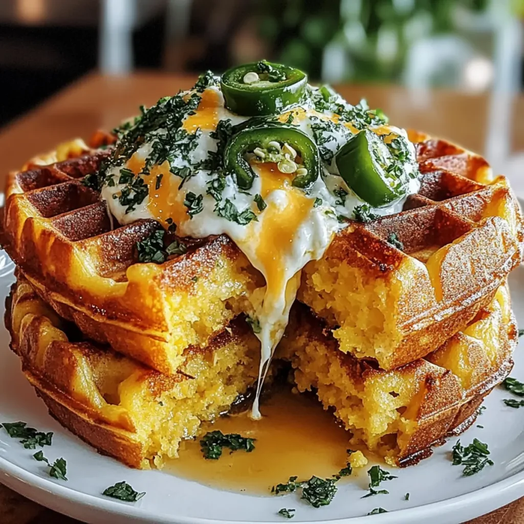 Cheddar Jalapeño Cornbread Waffles
