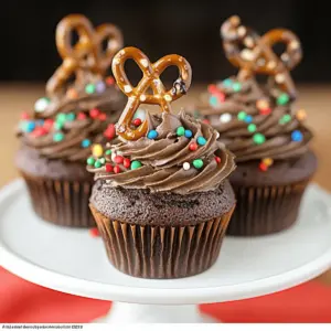 Chocolate Covered Pretzel Cupcakes