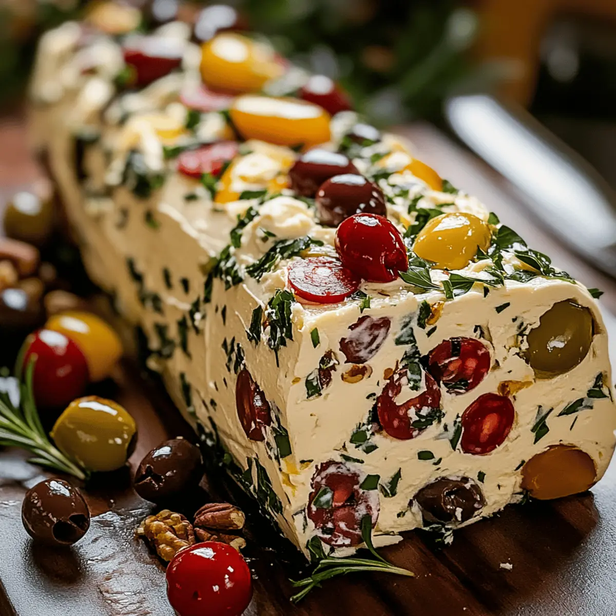 Festive Holiday Antipasto Cream Cheese Log: Easy Crowd-Pleaser