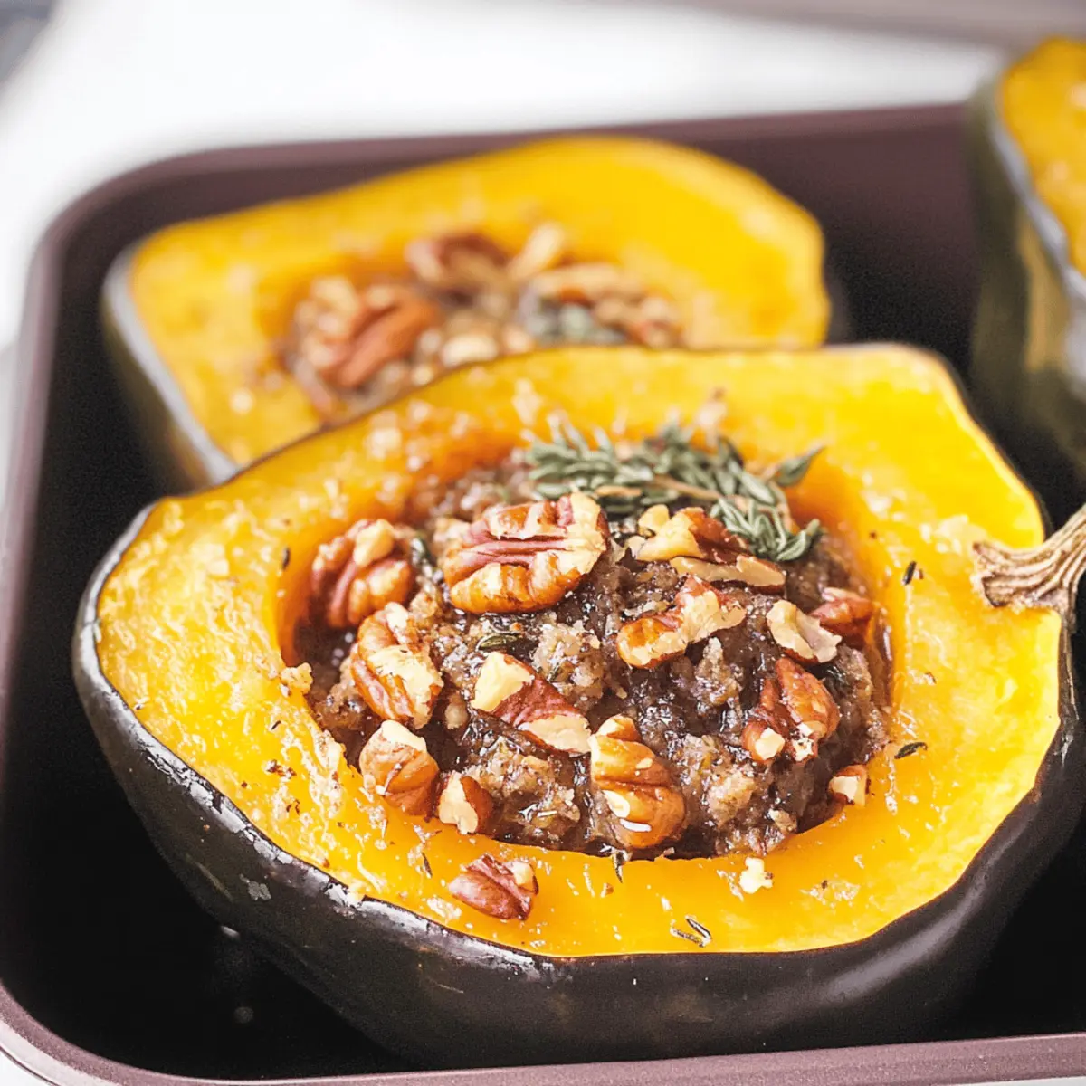 Mouthwatering Roasted Acorn Squash with Crunchy Pecan Topping