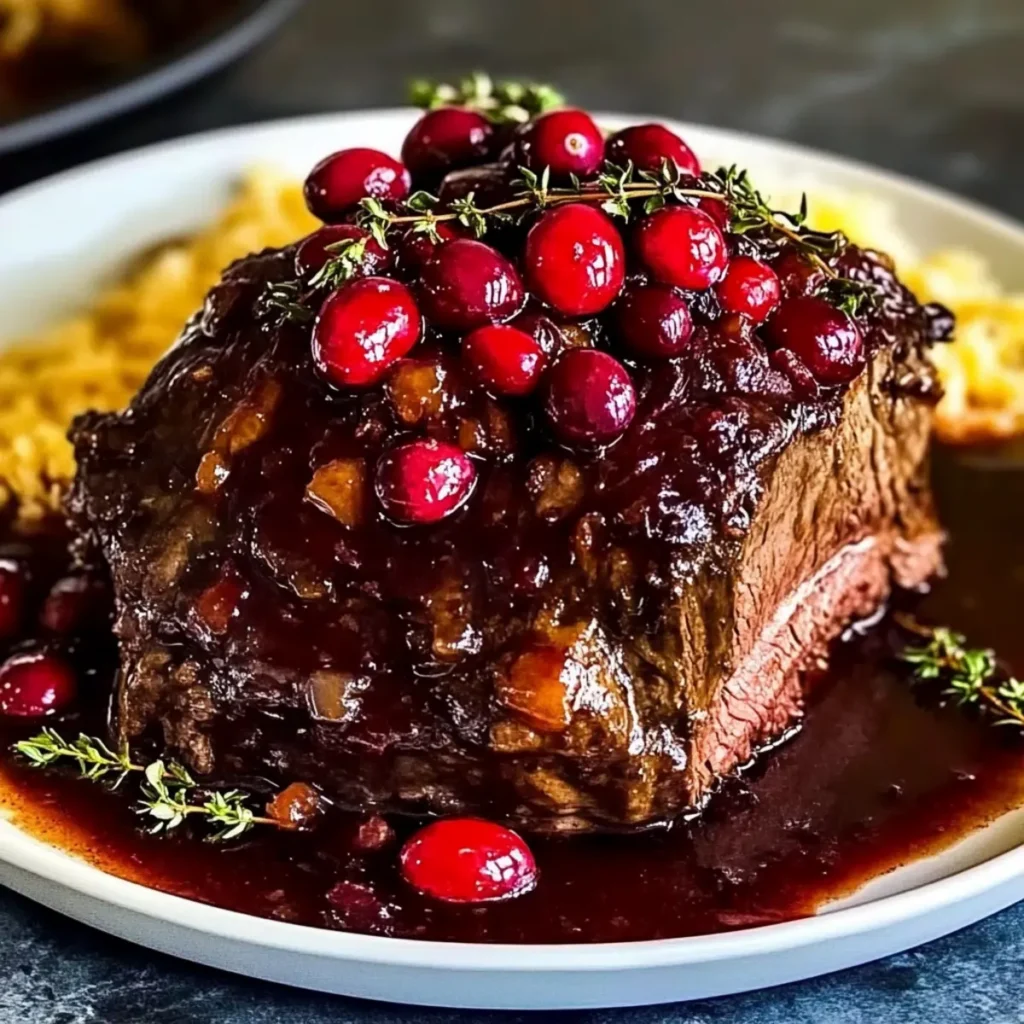 Slow-Braised Beef Roast with Cranberry Balsamic Glaze