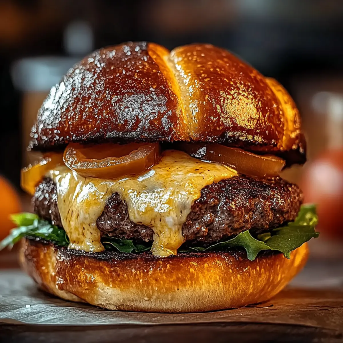 Pretzel Bun Beer Cheese Burger