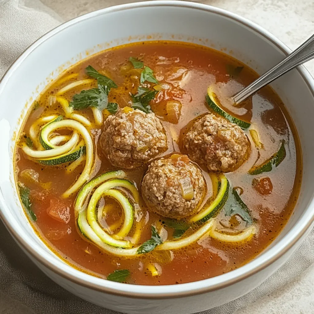 Slow Cooker Meatball Zoodle Soup