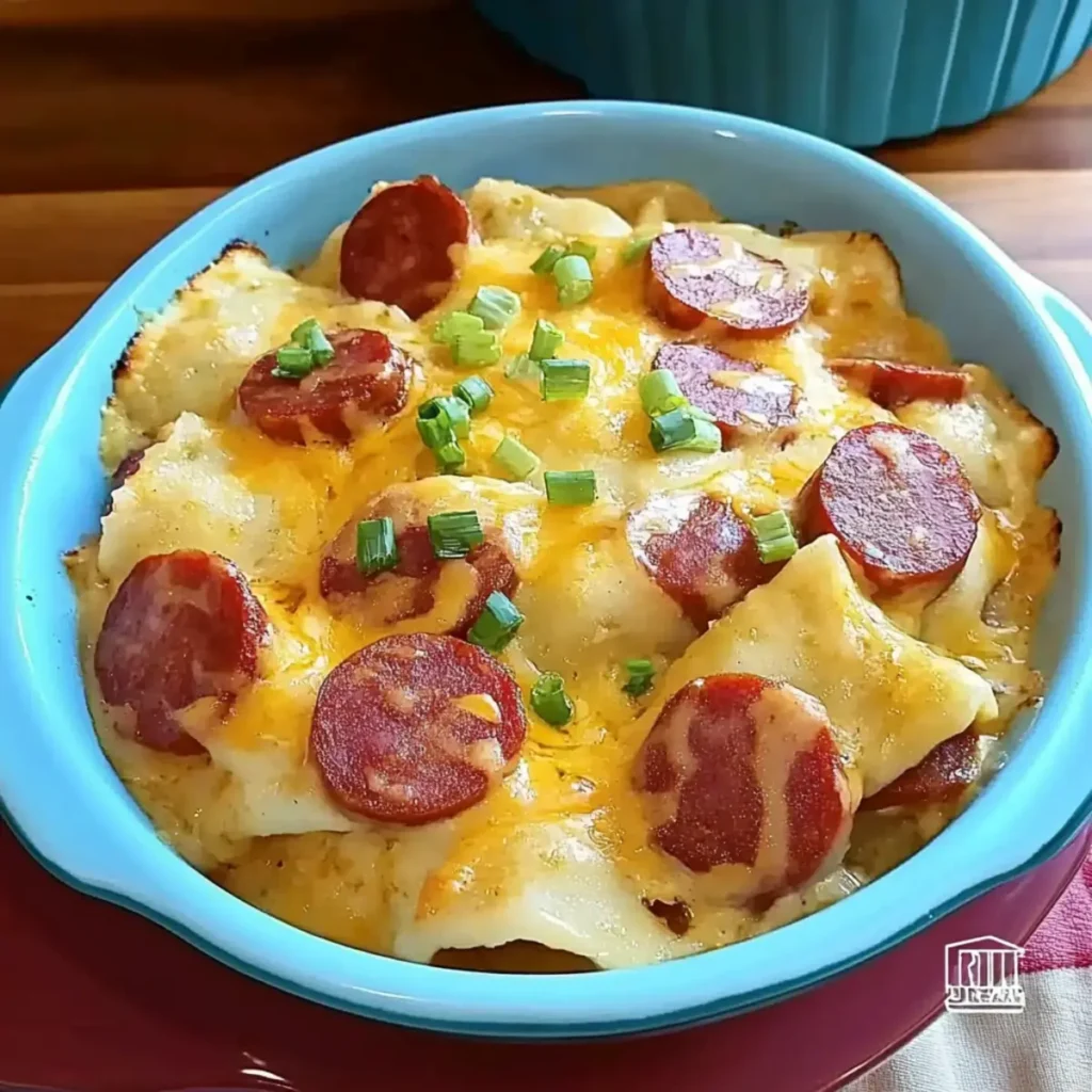 Crockpot Pierogi with Kielbasa Casserole