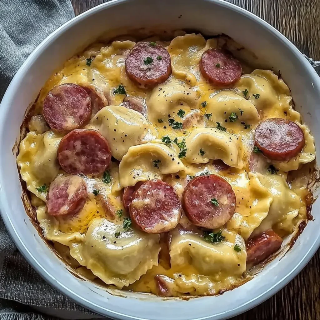 Crockpot Pierogi Casserole with Kielbasa