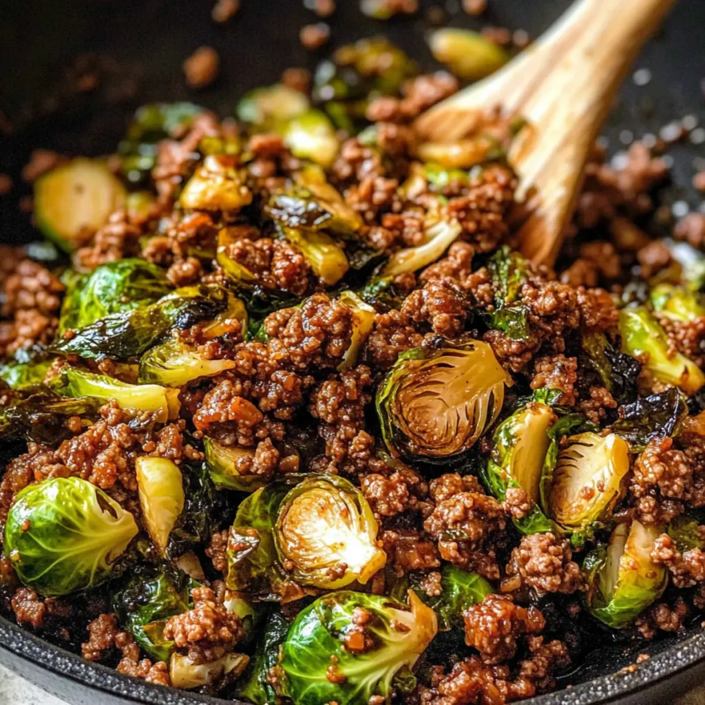 Ground Beef and Brussels Sprouts