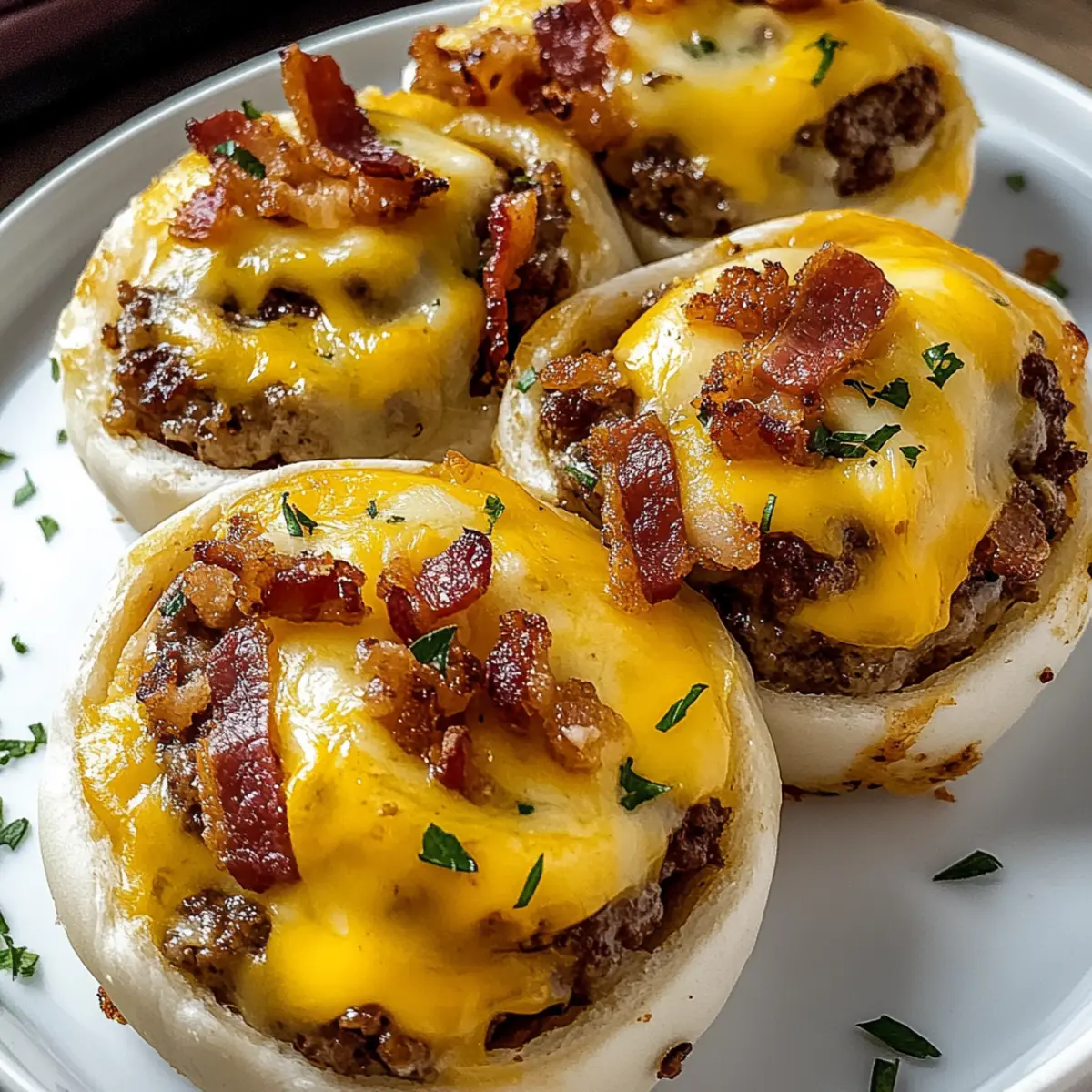 Garlic Butter Bacon Cheeseburger Rollups