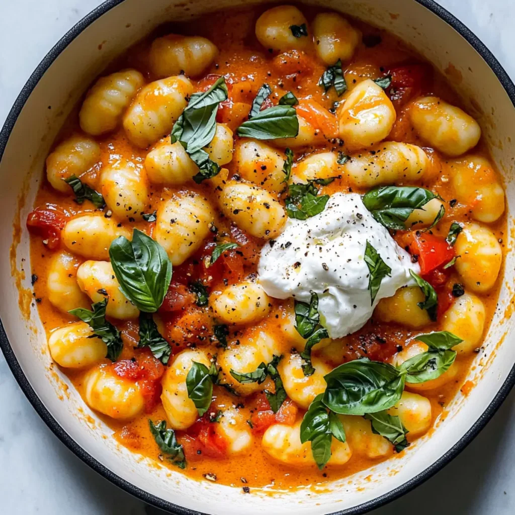 Creamy Tomato Gnocchi with Burrata