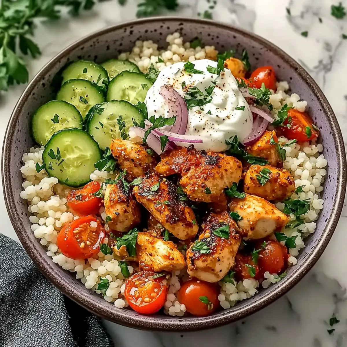 Classic Mediterranean Chicken Couscous Bowl