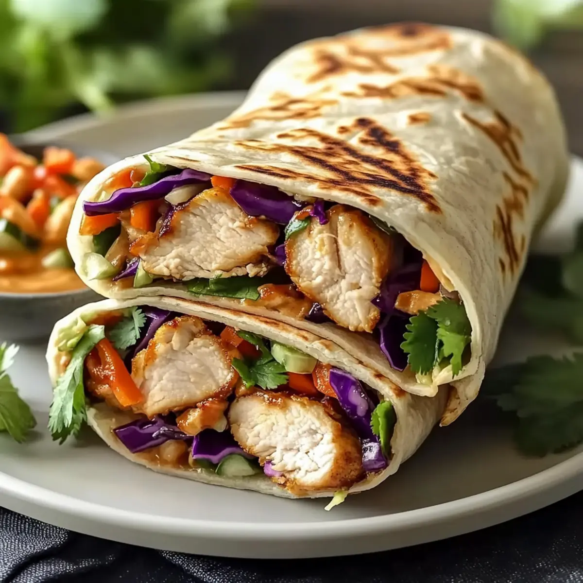 Thai Chicken Wrap with Crunchy Asian Slaw