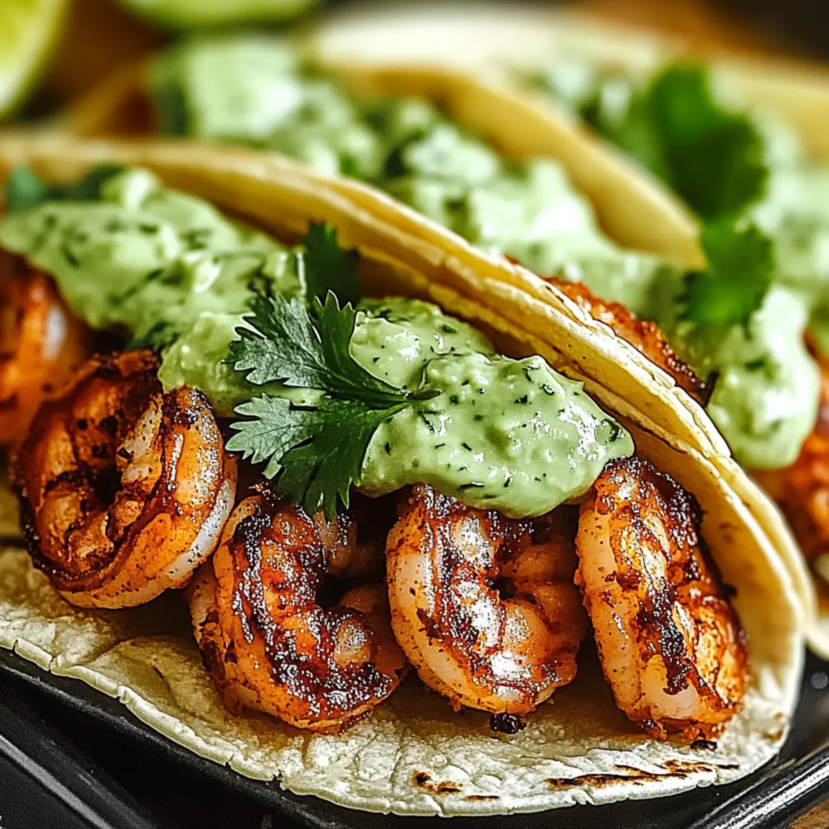 Spicy Shrimp Tacos with Avocado Crema