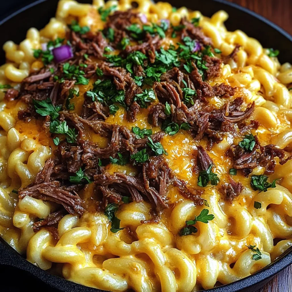 Shredded Beef Macaroni and Cheese