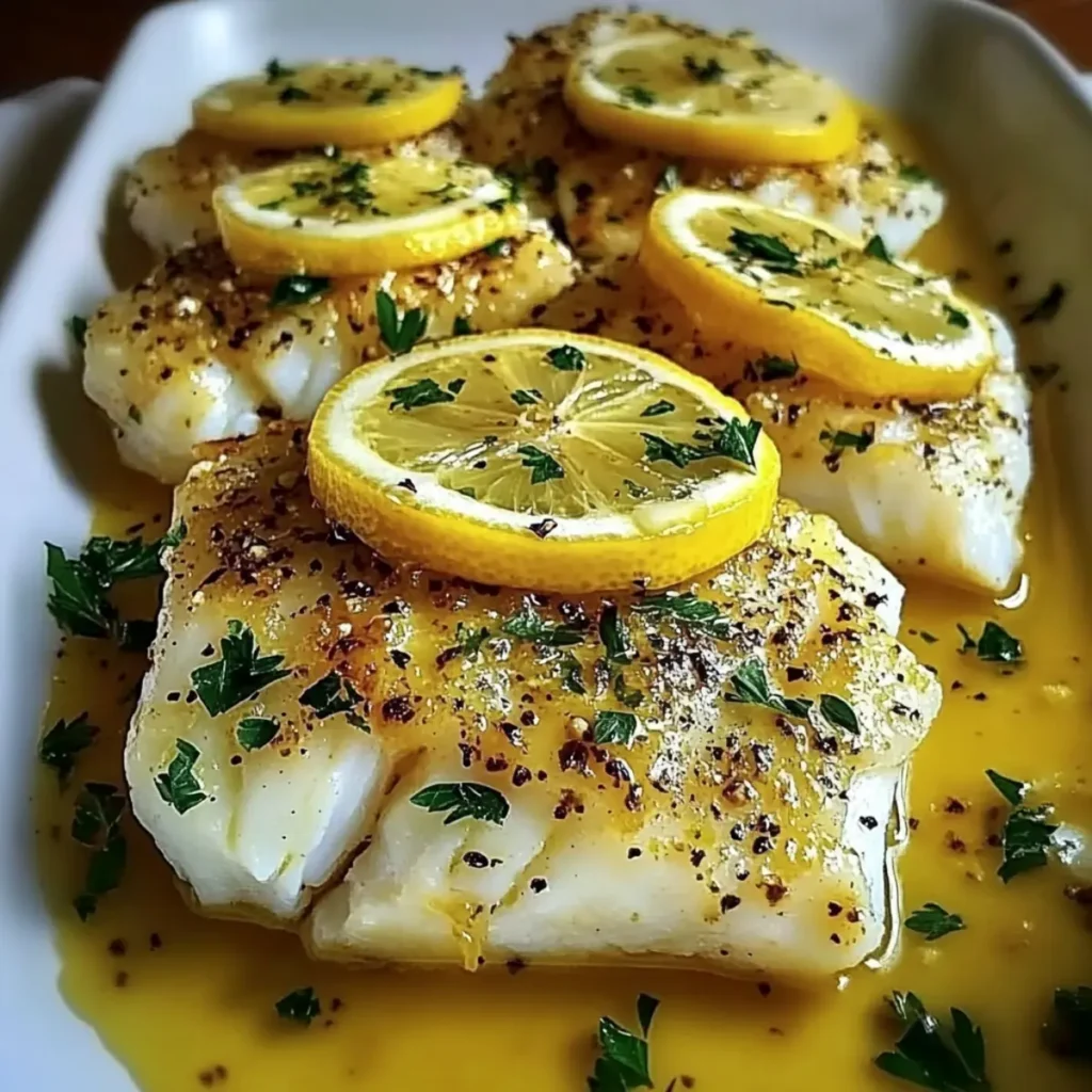 Baked Lemon-Garlic Cod with Butter Sauce