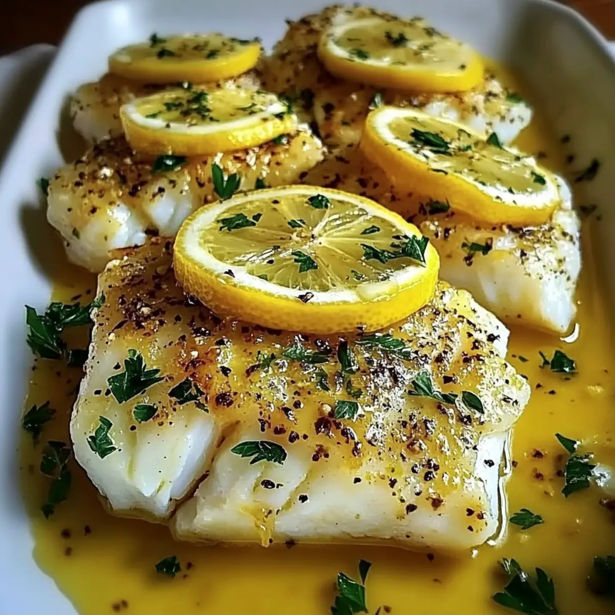 Baked Lemon-Garlic Cod with Butter Sauce