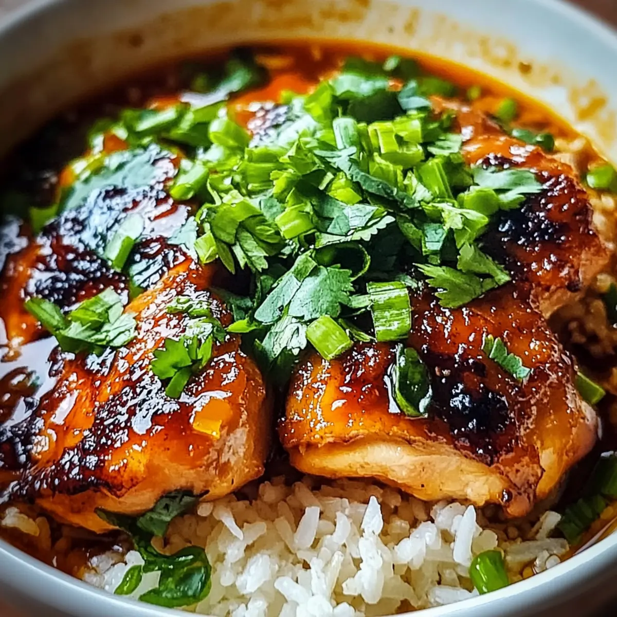 Caramelised Soy Chicken in Garlic Ginger Broth with Rice